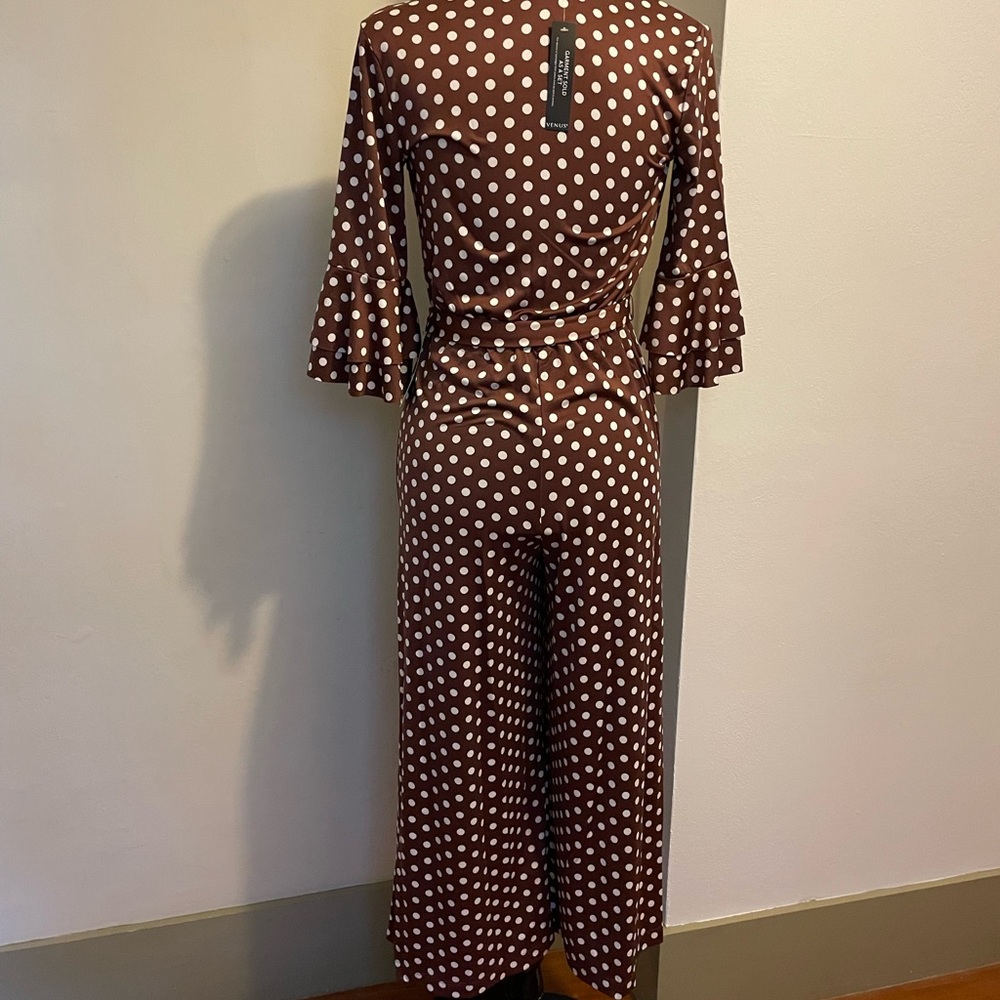 VENUS Black Polka Dot Wrap Jumpsuit XS - Picture 3 of 9